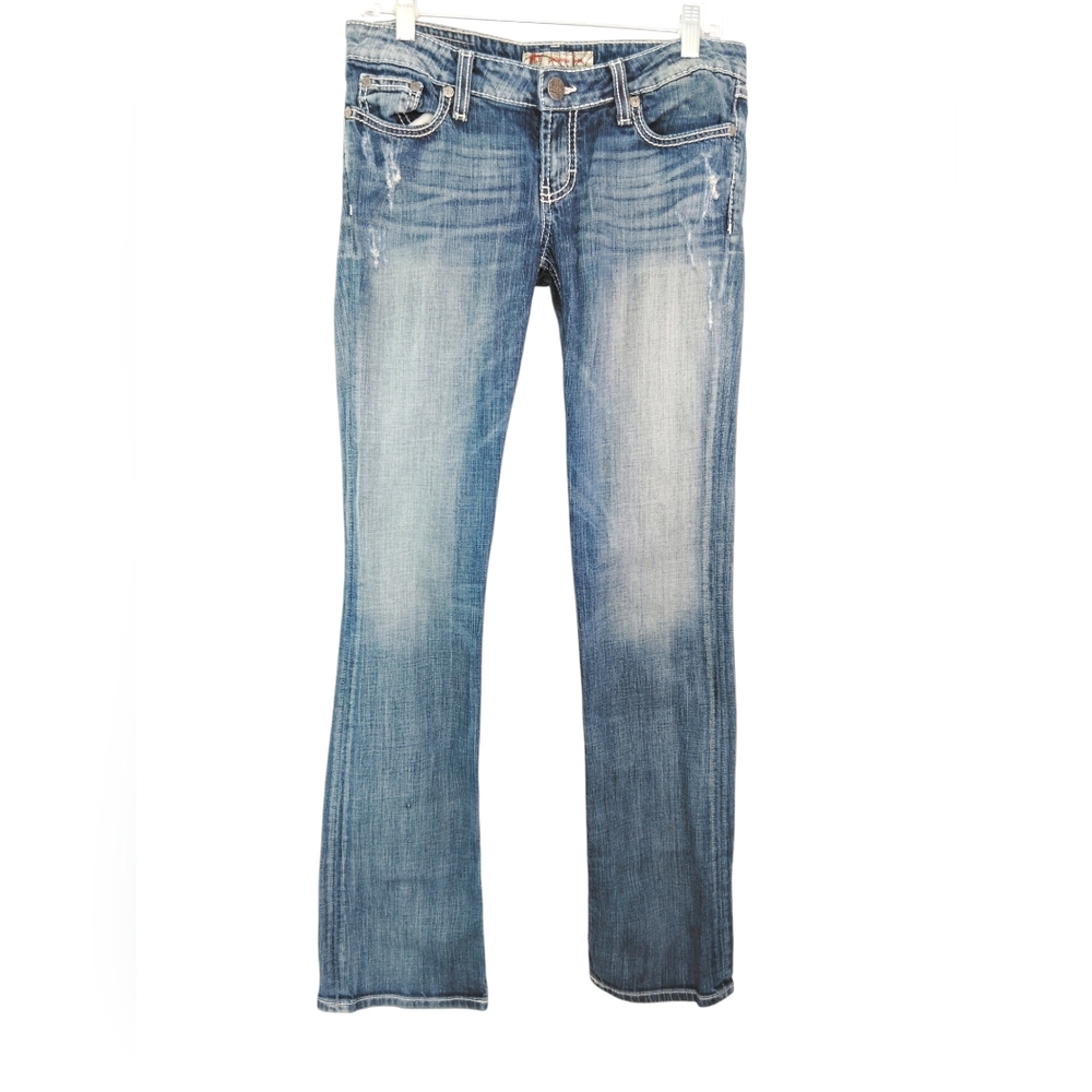 BKE Sabrina Distressed Denim‎ Stretch Boot Cut Jeans sz 28
